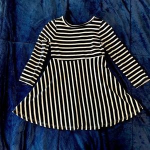 Cat and Jack Black and White Striped Long Sleeved Dress